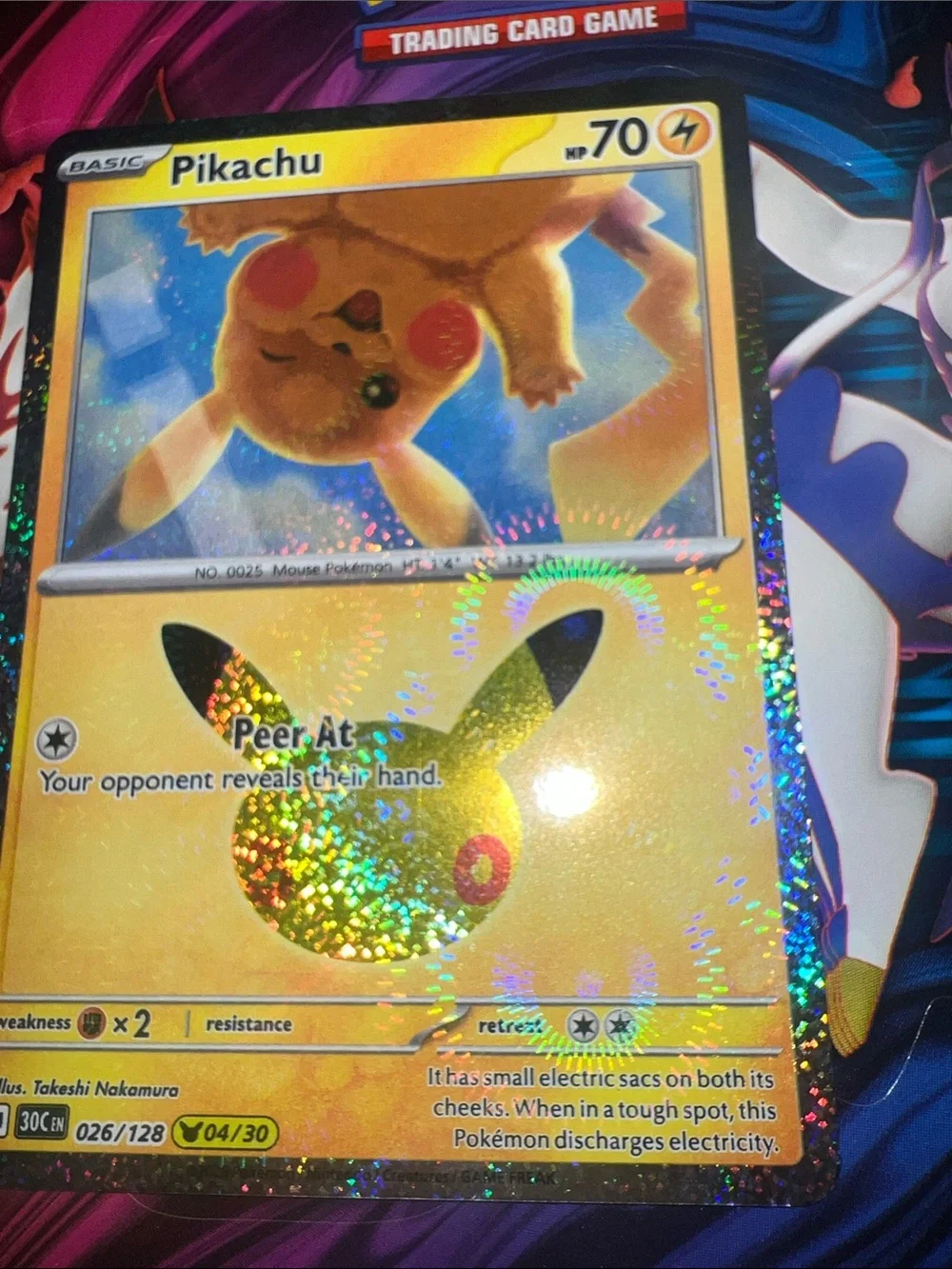 Pokemon Pikachu Holographic Yellow Gold Foil Trading Card